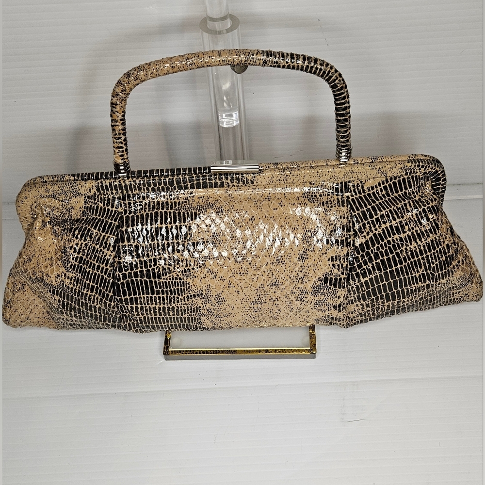 Hobo International Women’s Shiny Leather Snake Print Handbag – Clutch Style - Picture 4 of 16